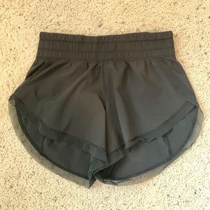 black mesh lulu shorts